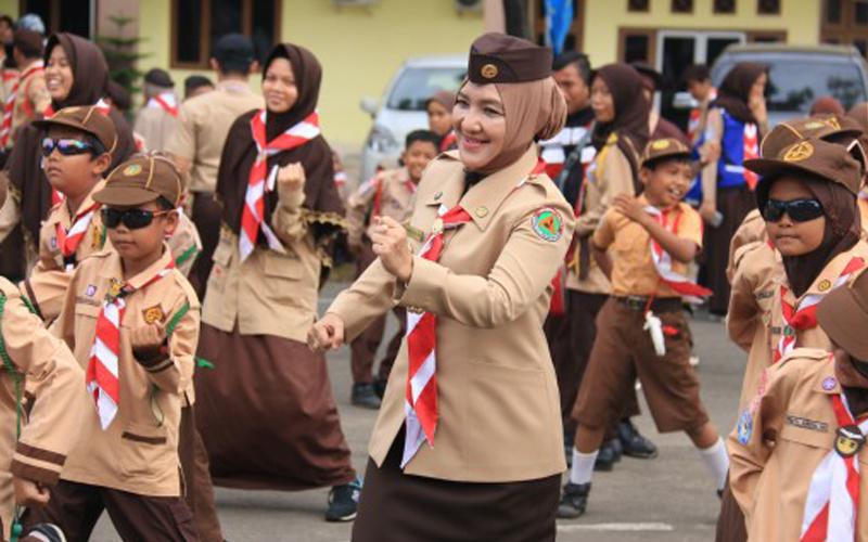 Pemerintah Kota Bengkulu menggelar upacara dalam rangka perayaan hari pramuka ke-56 tahun di Halaman Kantor Walikota, Bentiring, Rabu (30/08/2017