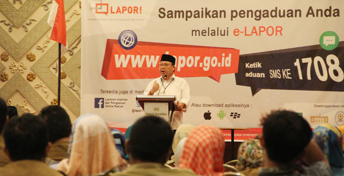 Sambutan Kepala Diskominfotik Provinsi Bengkulu Eddy Prawisnu saat Launching E-Lapor SP4N