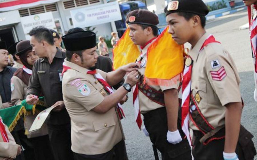 Apel besar peringatan Hari Pramuka ke 55 di halaman Kantor Walikota, Selasa (30/08/2016)